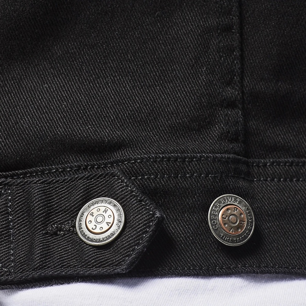 Copper Rivet Black Denim Jacket - Picture 7 of 9